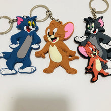 Load image into Gallery viewer, Occident anime Tom and Jerry key chain cosplay cartoon cat mouse animal funny cute personality PVC souvenir fashion keychain